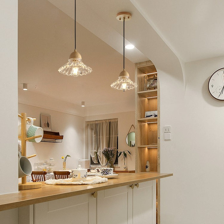 Solid Wood Glass Chandelier