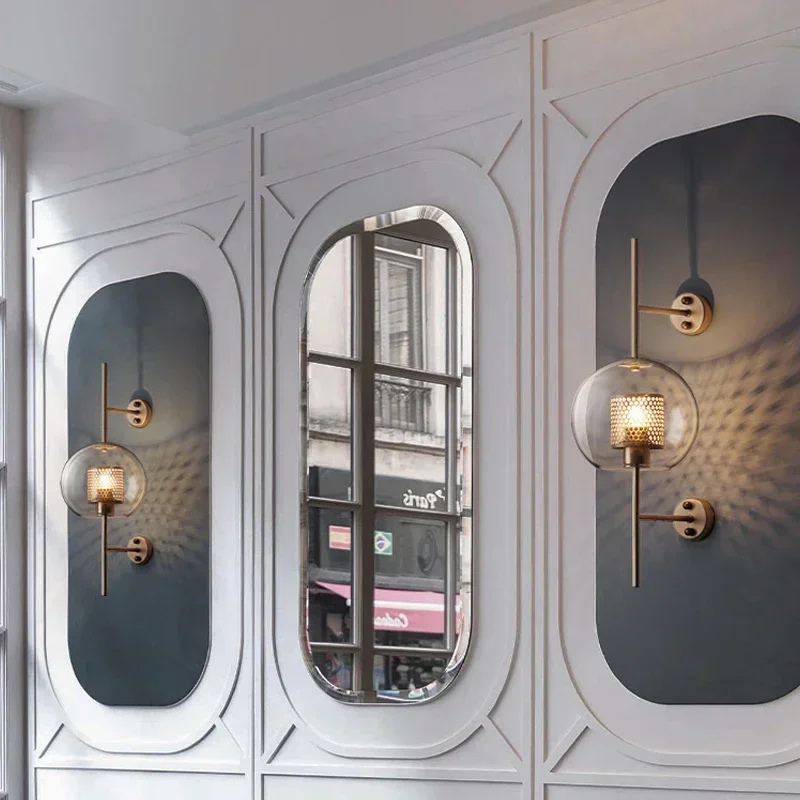 Bedroom Aisle Post-modern Pastoral Glass Wall Lamp