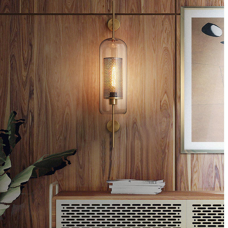 Bedroom Aisle Post-modern Pastoral Glass Wall Lamp