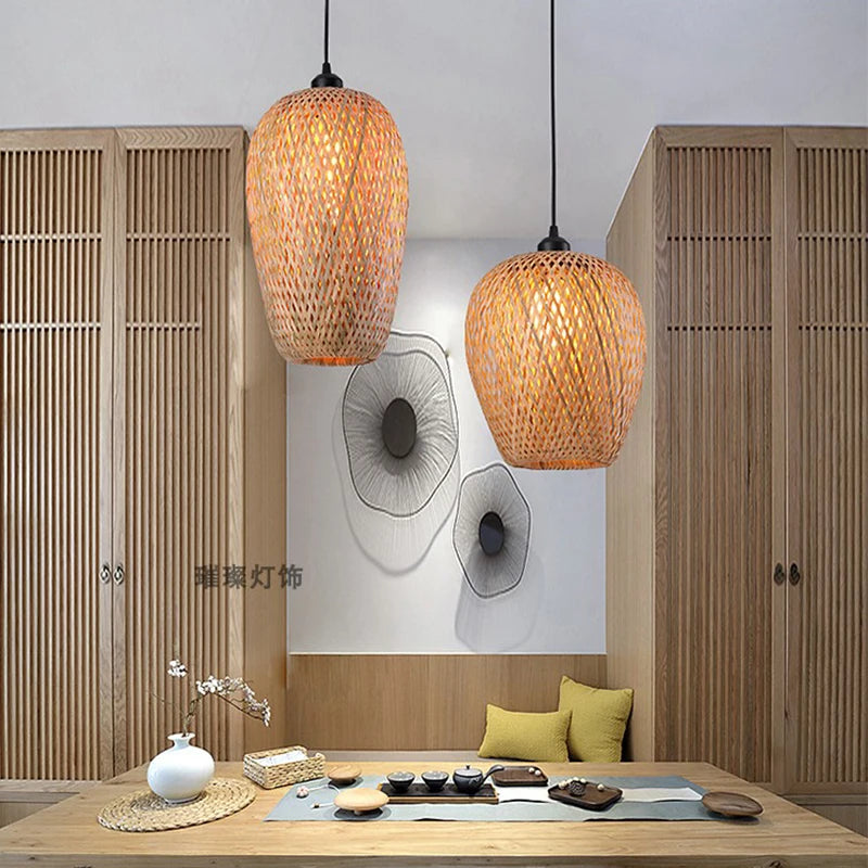 Chandelier Simple And Creative Idyllic Bamboo Weaving