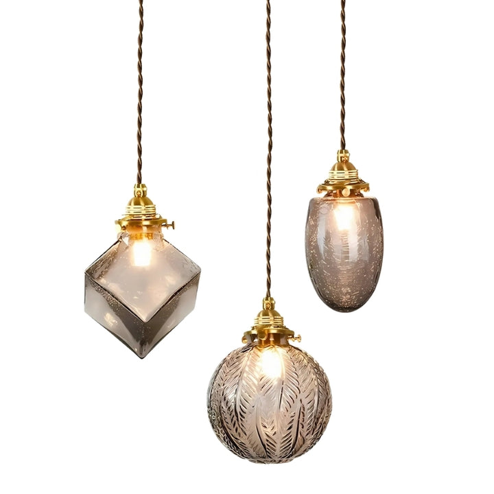 Japanese Vintage Brass Glass Chandelier