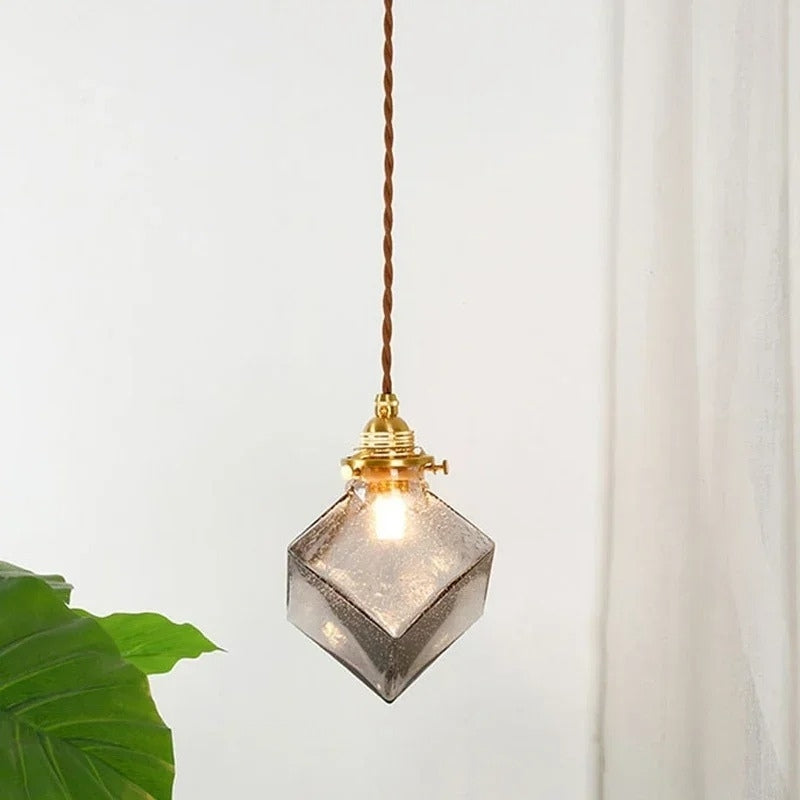 Japanese Vintage Brass Glass Chandelier