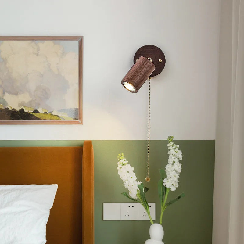 Retro Japanese Style Walnut Wall Lamp