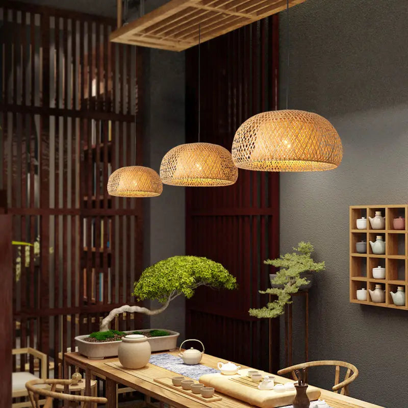 Chandelier Simple And Creative Idyllic Bamboo Weaving