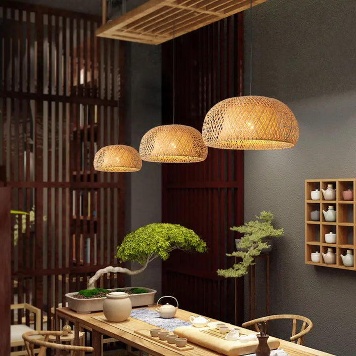 Chandelier Simple And Creative Idyllic Bamboo Weaving