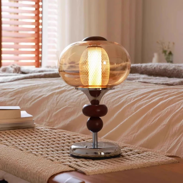 Type-C Rechargeable Touch Switch Solid Wood Table Lamp
