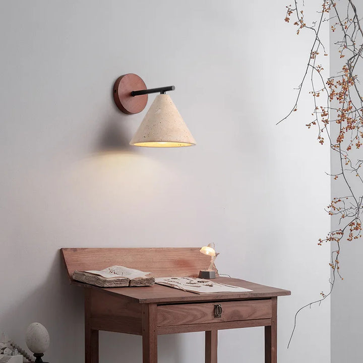 Middle-ancient Cream Silent Style Cave Stone Wall Lamp