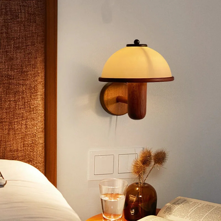 Solid Wood & Glass Wall Lamp