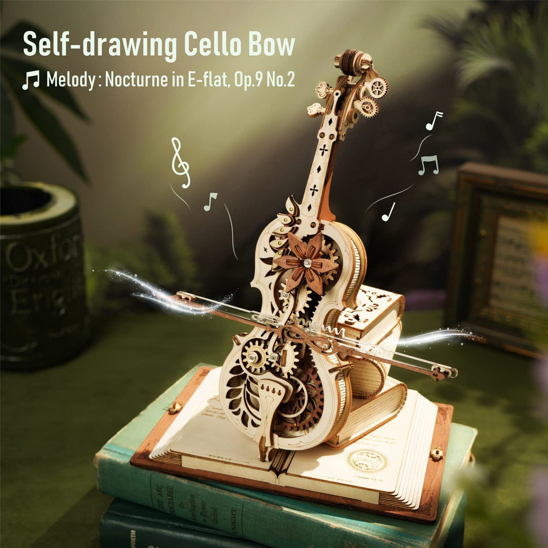 Cello Mechanical Music Box Moveable 3D Wooden Puzzle