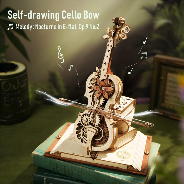 Cello Mechanical Music Box Moveable 3D Wooden Puzzle