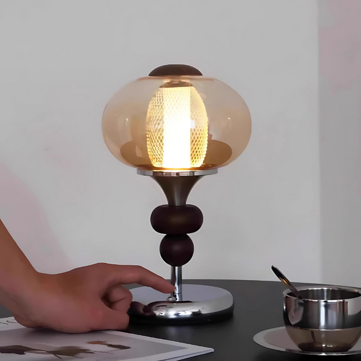 Type-C Rechargeable Touch Switch Solid Wood Table Lamp