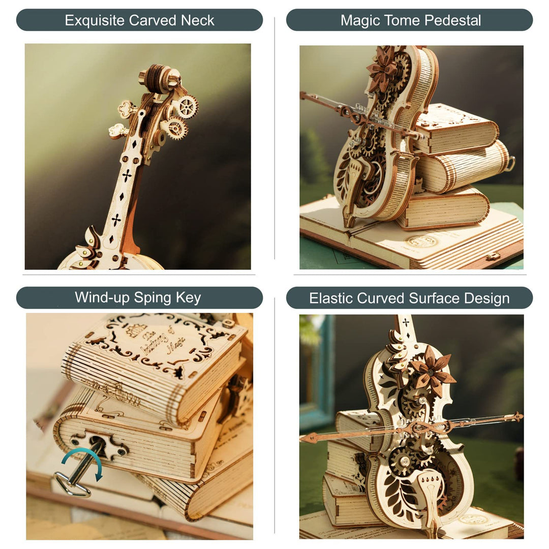 Cello Mechanical Music Box Moveable 3D Wooden Puzzle