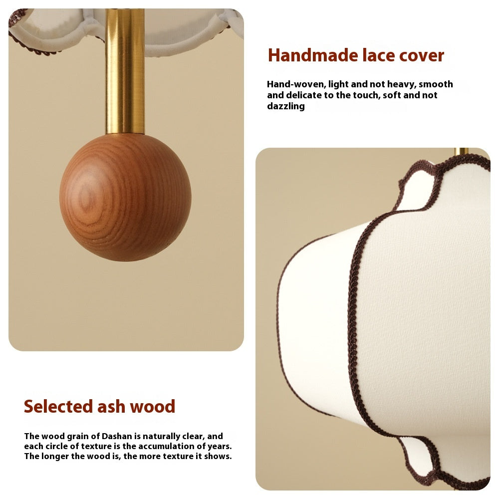 Retro Style French Style Bedroom Fabric Craft Chandelier Mid-ancient Simple Nanyang Solid Wood Romantic Room Main Lamps