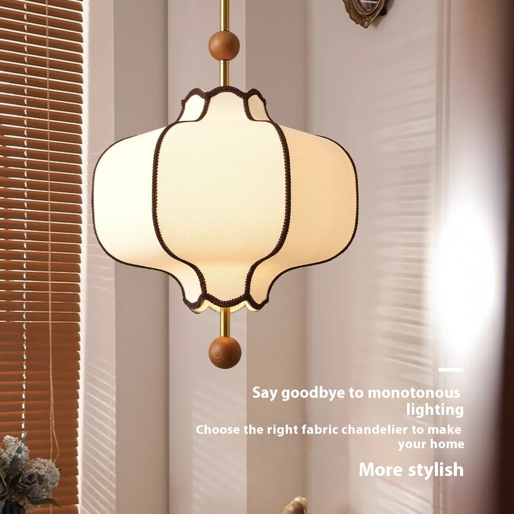 Retro Style French Style Bedroom Fabric Craft Chandelier Mid-ancient Simple Nanyang Solid Wood Romantic Room Main Lamps
