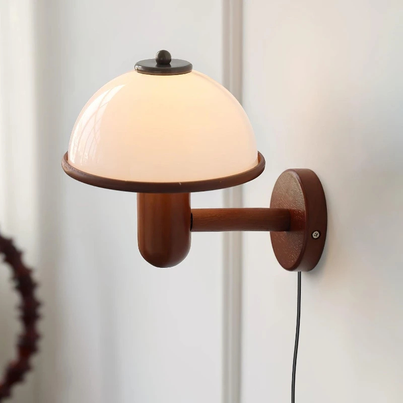 Solid Wood & Glass Wall Lamp