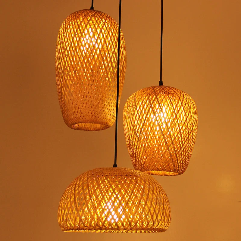 Chandelier Simple And Creative Idyllic Bamboo Weaving