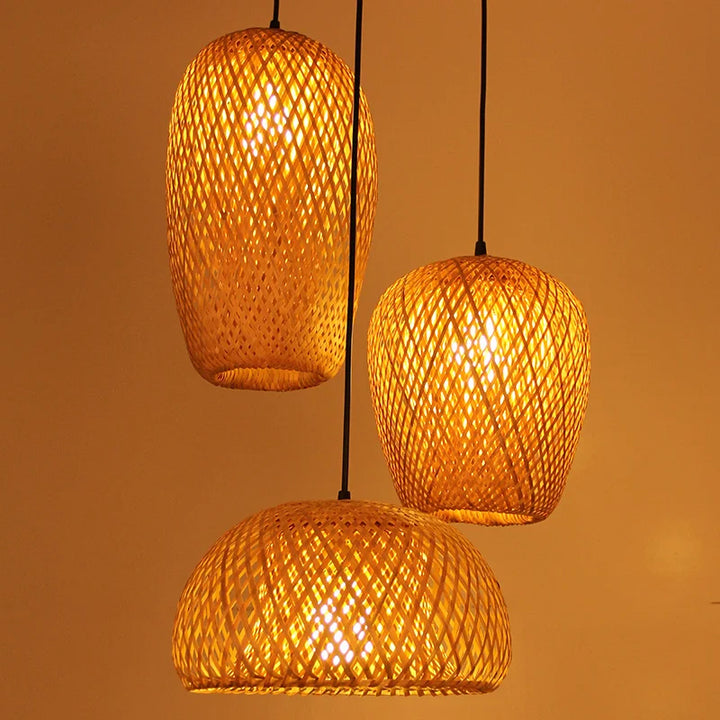 Chandelier Simple And Creative Idyllic Bamboo Weaving