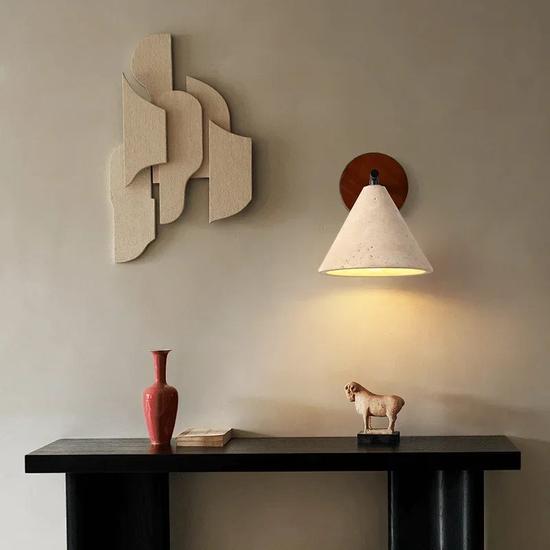 Middle-ancient Cream Silent Style Cave Stone Wall Lamp