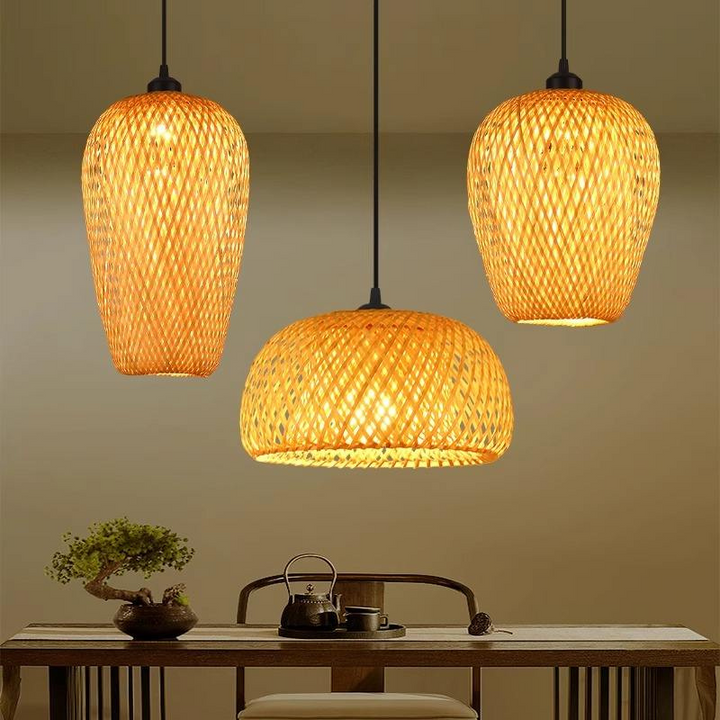 Chandelier Simple And Creative Idyllic Bamboo Weaving