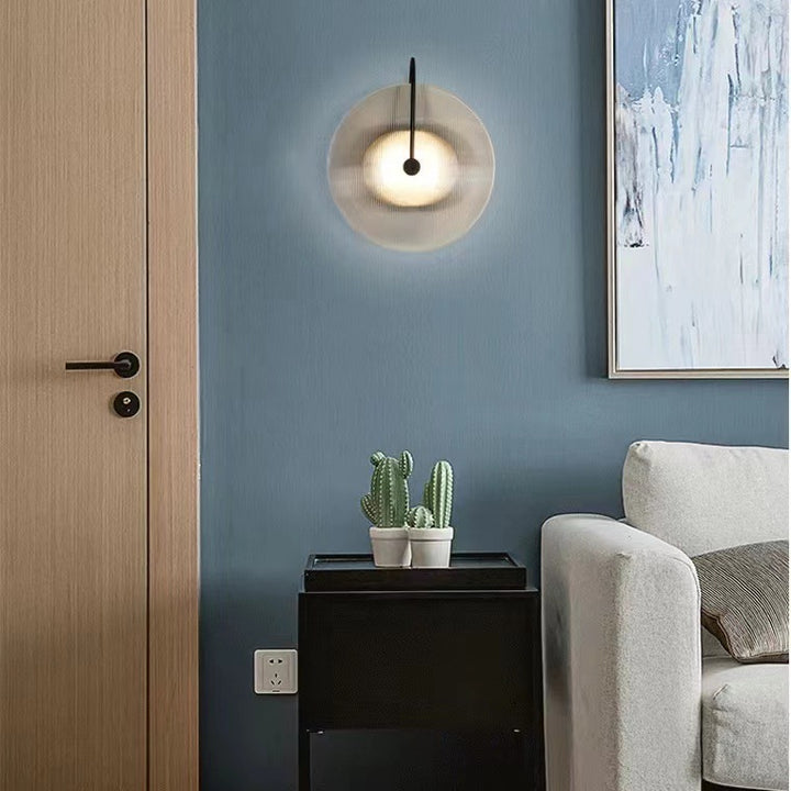 Living Room Bedroom Nordic Round Glass Hotel Corridor Model Room New Chinese Style Bedside Lamp