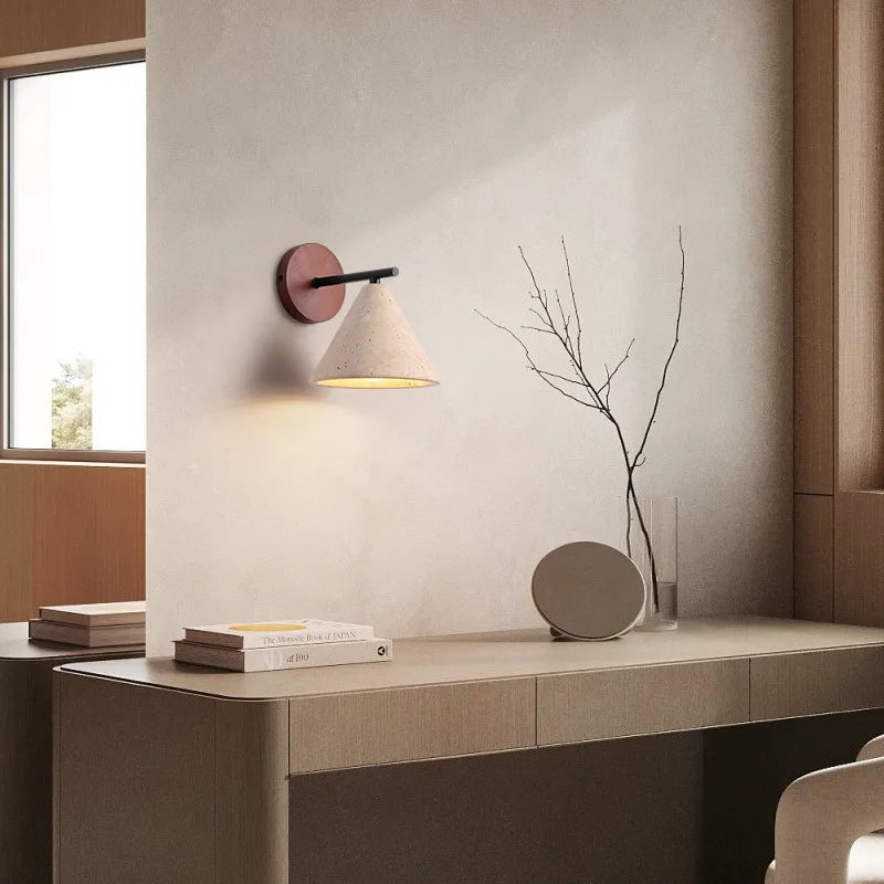 Middle-ancient Cream Silent Style Cave Stone Wall Lamp