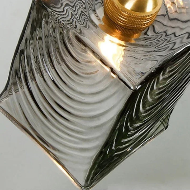 Japanese Vintage Brass Glass Chandelier
