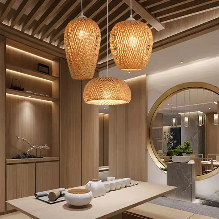 Chandelier Simple And Creative Idyllic Bamboo Weaving