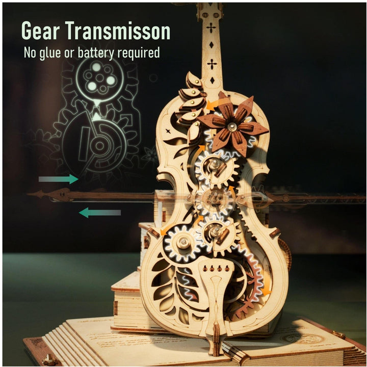 Cello Mechanical Music Box Moveable 3D Wooden Puzzle