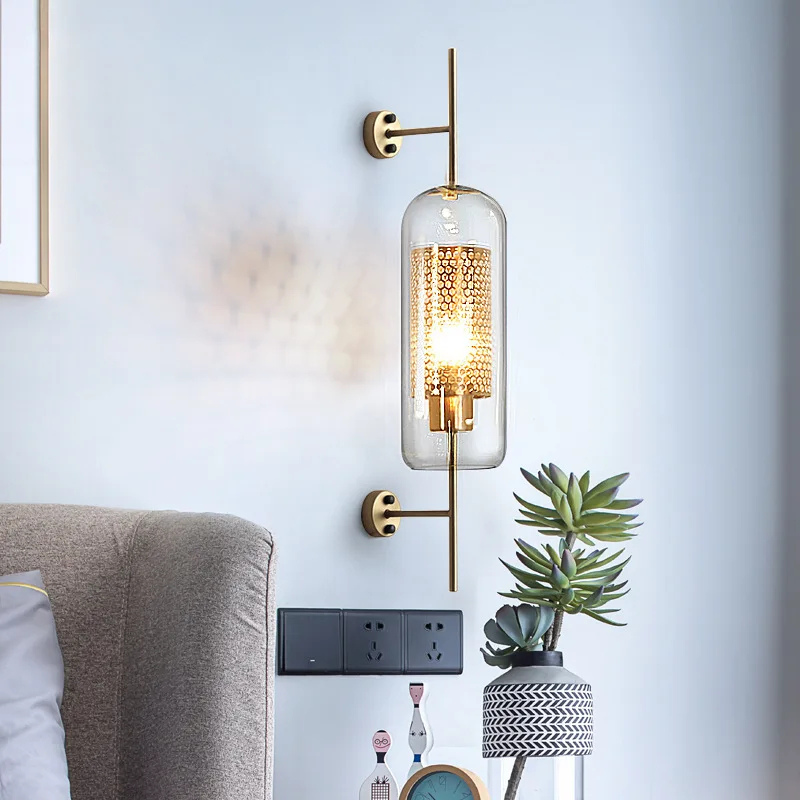 Bedroom Aisle Post-modern Pastoral Glass Wall Lamp