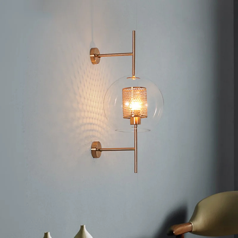 Bedroom Aisle Post-modern Pastoral Glass Wall Lamp