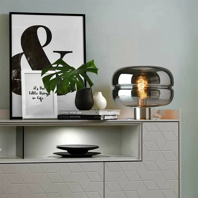 Modern Glass Table Light – LED Indoor  Lamp for Dining Room & Living Space | Snooziowl UK
