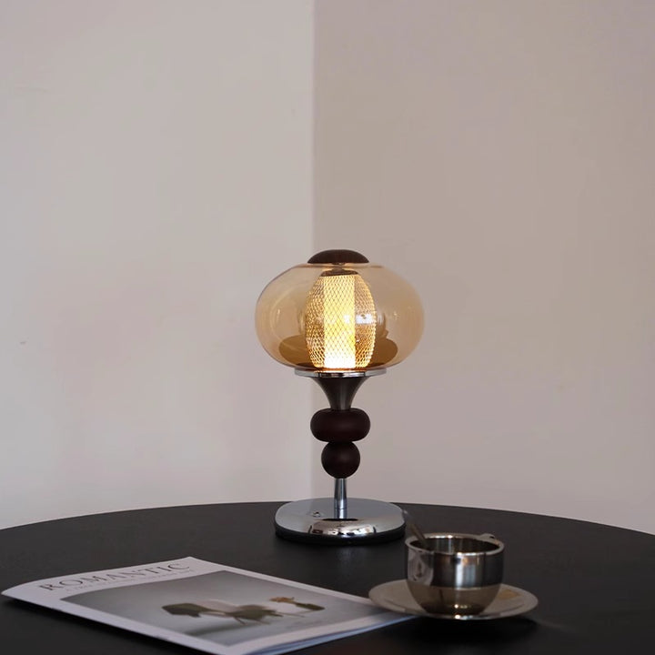 Zhonggu Solid Wood Palace Table Lamp Rechargeable Touch Switch