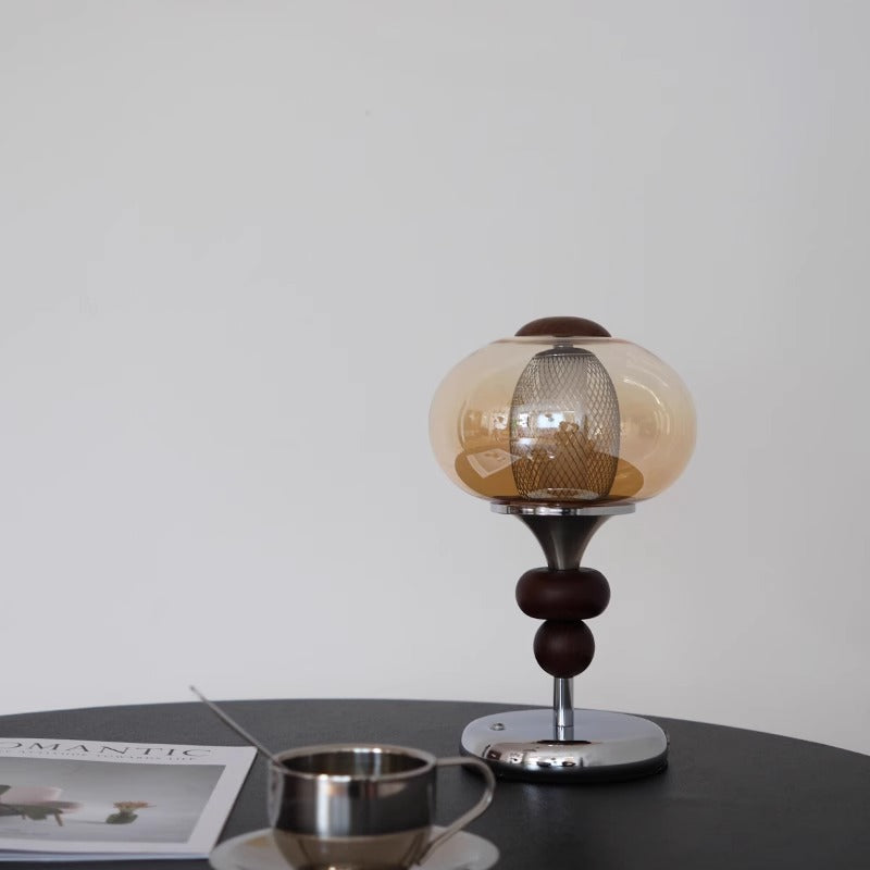 Zhonggu Solid Wood Palace Table Lamp Rechargeable Touch Switch