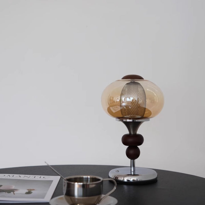 Zhonggu Solid Wood Palace Table Lamp Rechargeable Touch Switch