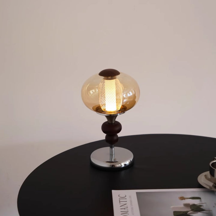 Zhonggu Solid Wood Palace Table Lamp Rechargeable Touch Switch