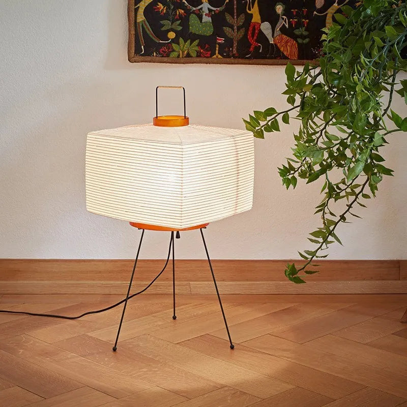 Tripod Style Rice Paper Wabi-Sabi Floor Lamp