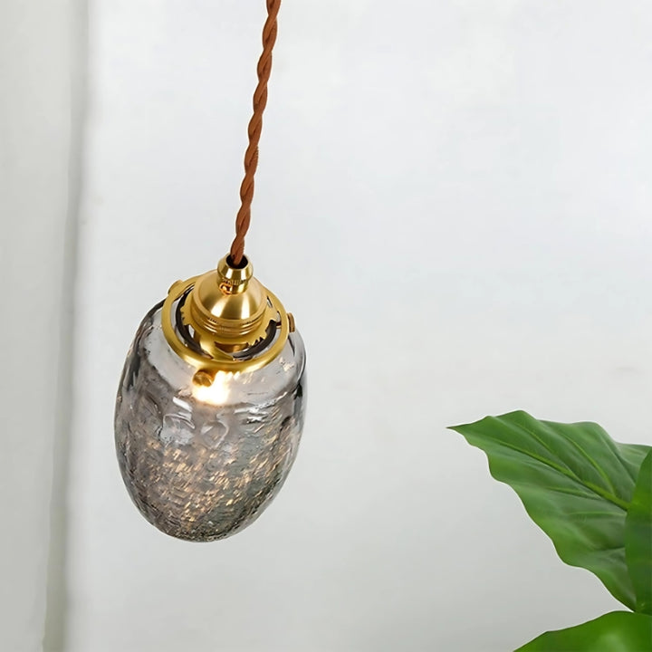 Japanese Vintage Brass Glass Chandelier