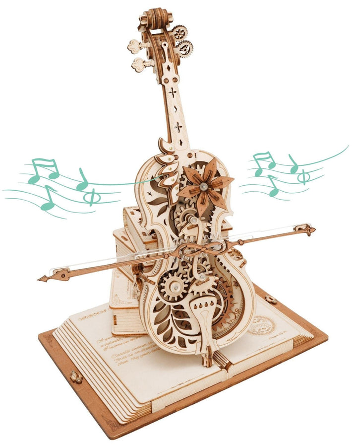 Cello Mechanical Music Box Moveable 3D Wooden Puzzle
